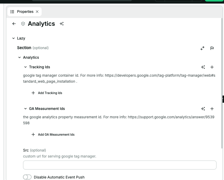 Configuring your section