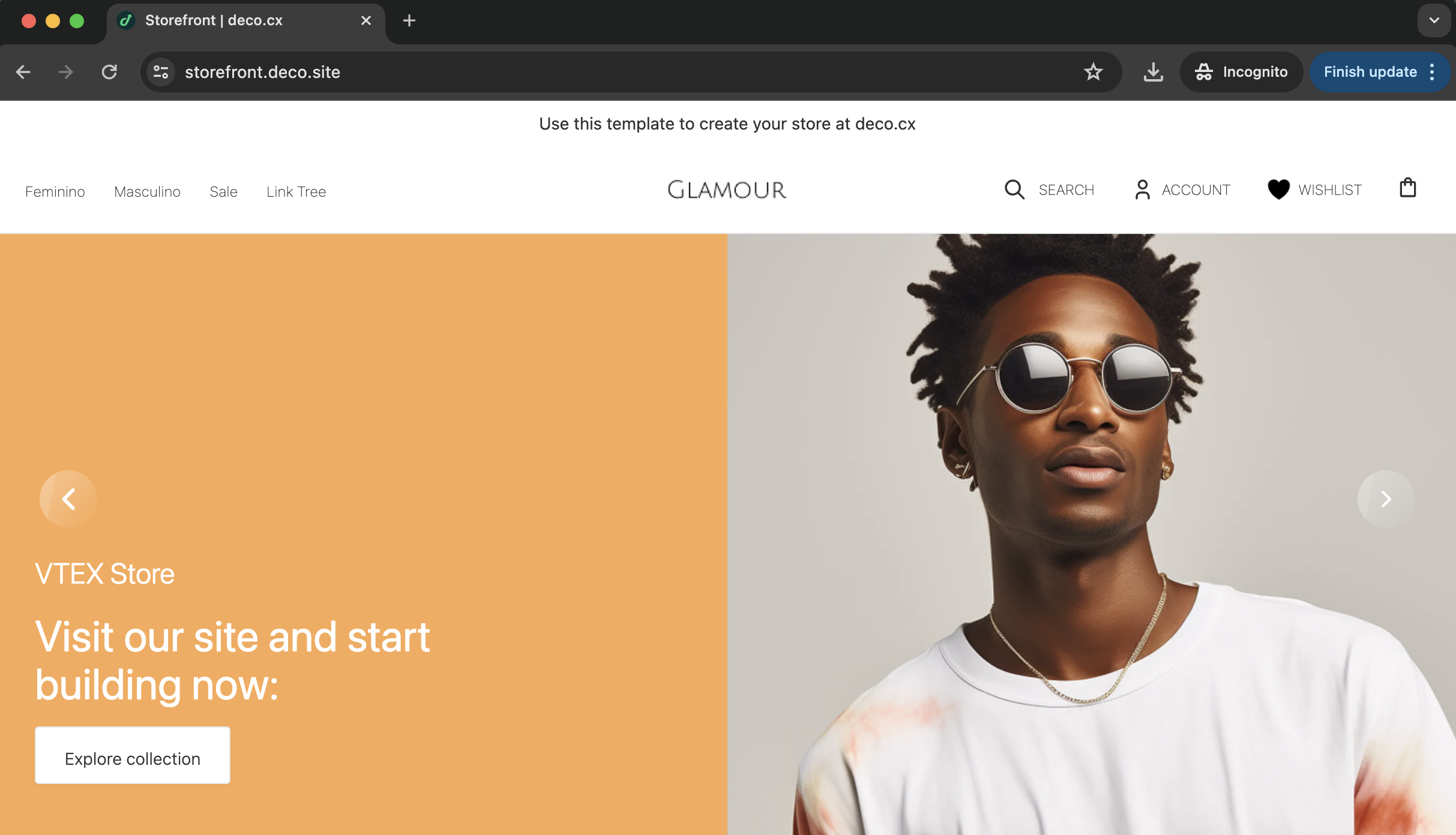 Home page store front