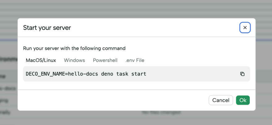 Start server command